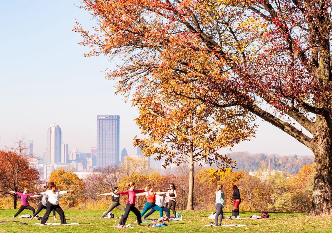 people outside exercising - pittsburgh